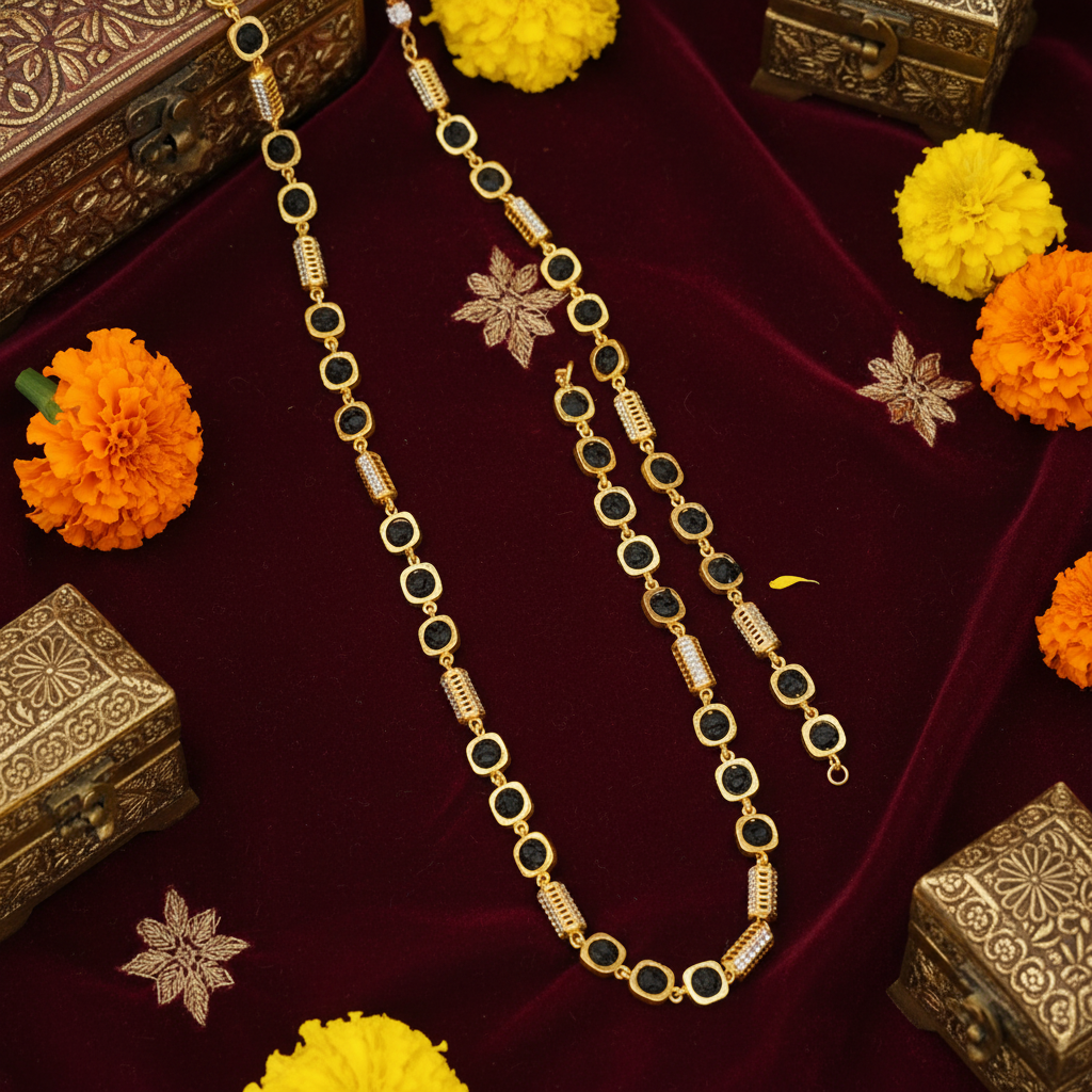 Rudraksh mala on burgundy velvet with marigolds