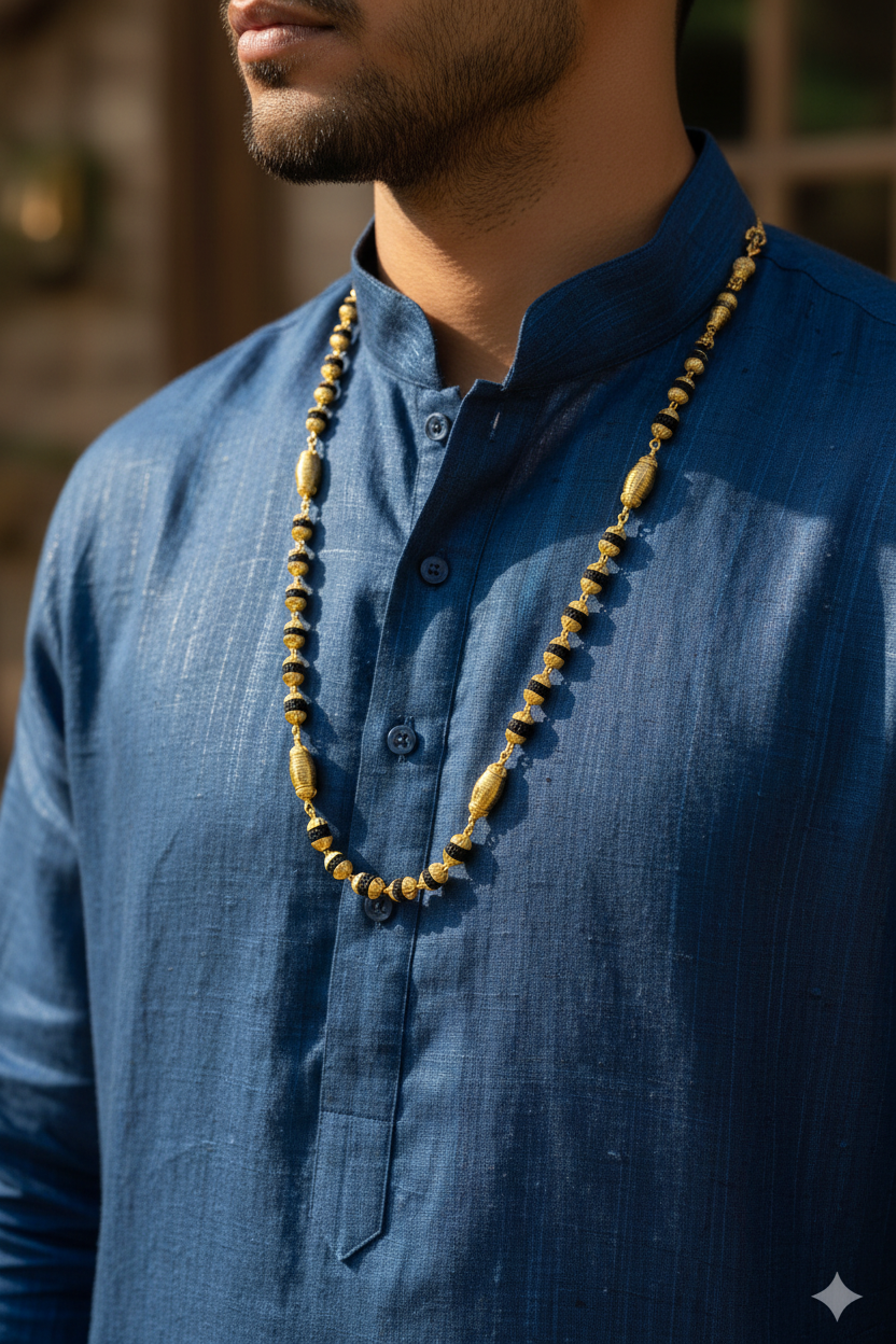 1 Gram Gold Plated - Classical Gold Plated Rudraksha Mala | SJ-RM-017
