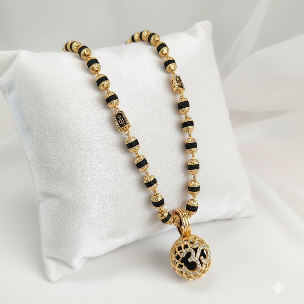 Rudraksha Mala - White Velvet Cushion